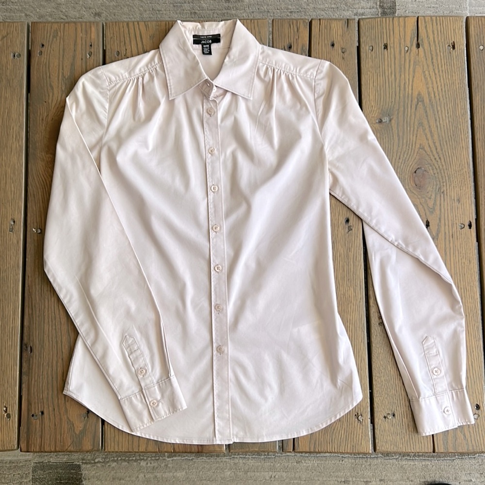 Millennial pink stretch, fitted button down - Sz XS
